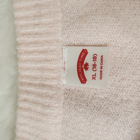 Pink sequin  fuzzy knit faux fur crewneck barbiecore Christmas sweater size xl - Picture 5 of 7